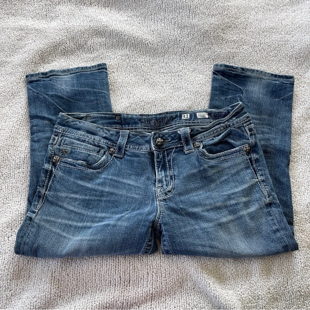 Miss Me Capri Jeans with embellished Wings Size 31 - Picture 6 of 11